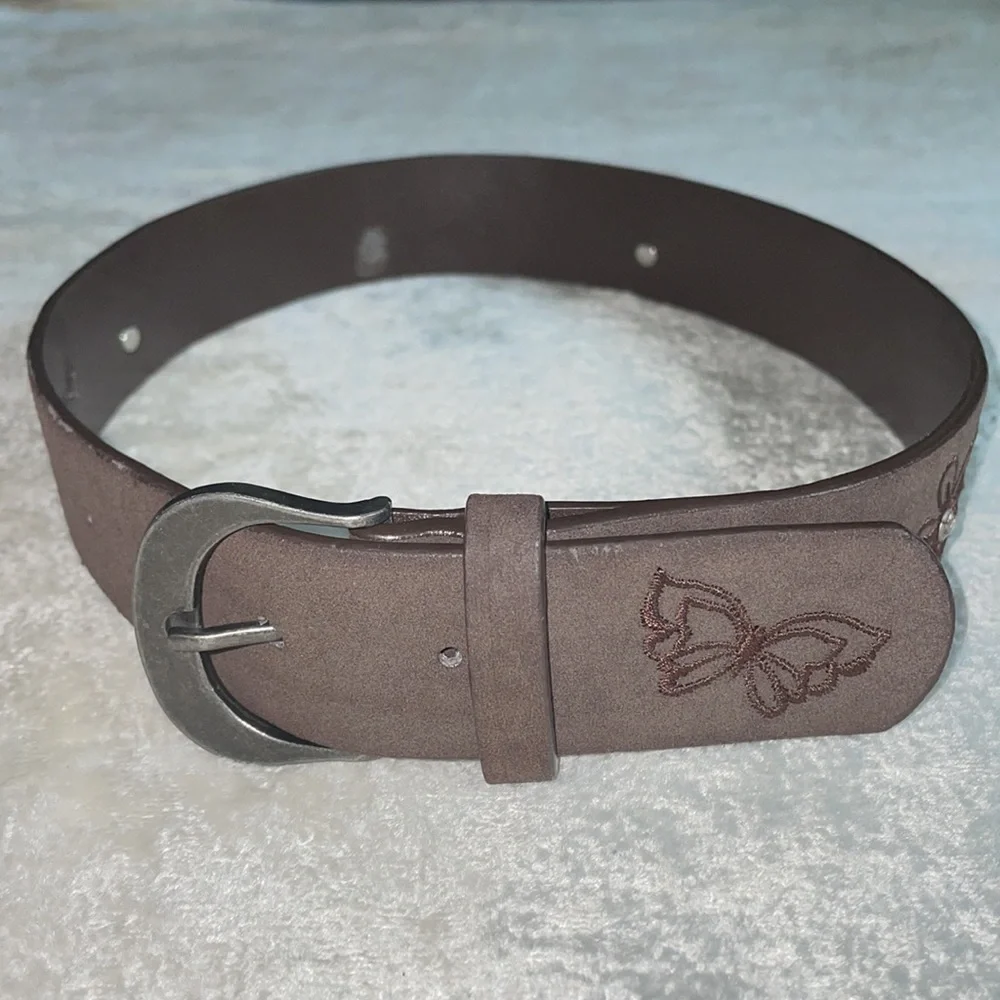 Kids brown suede embellished 25.5” belt